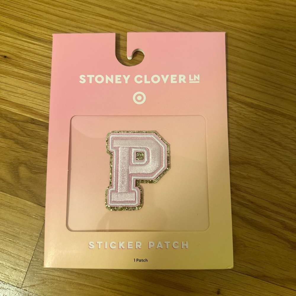 Stoney Clover Lane Pink 'P' Patch with Gold Glitter Trim